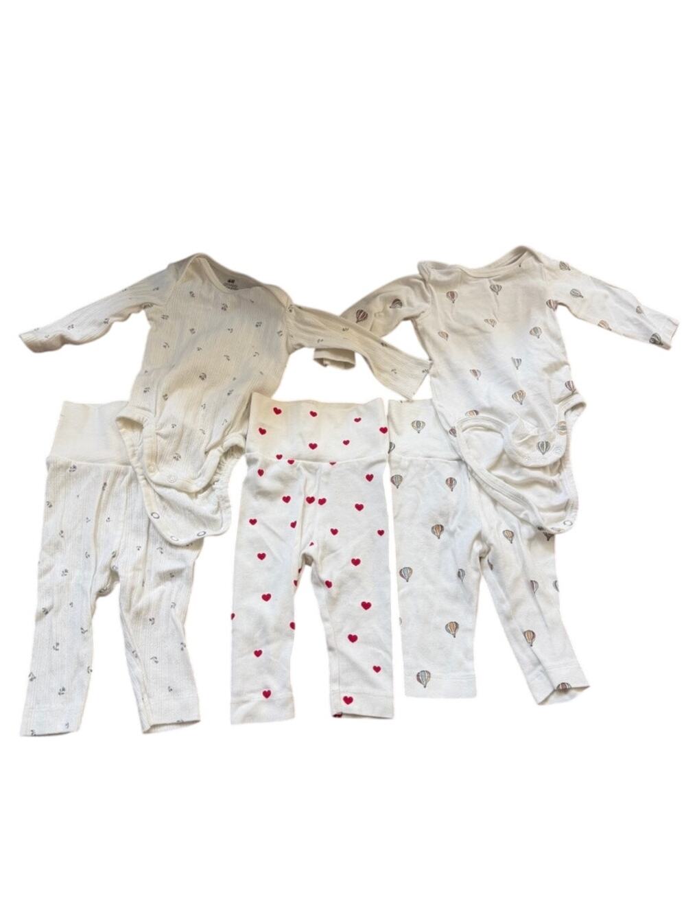 NWOT H&M Lot of 5 Baby Clothes‎ 3mos Pants and Long Sleeve One Pieces